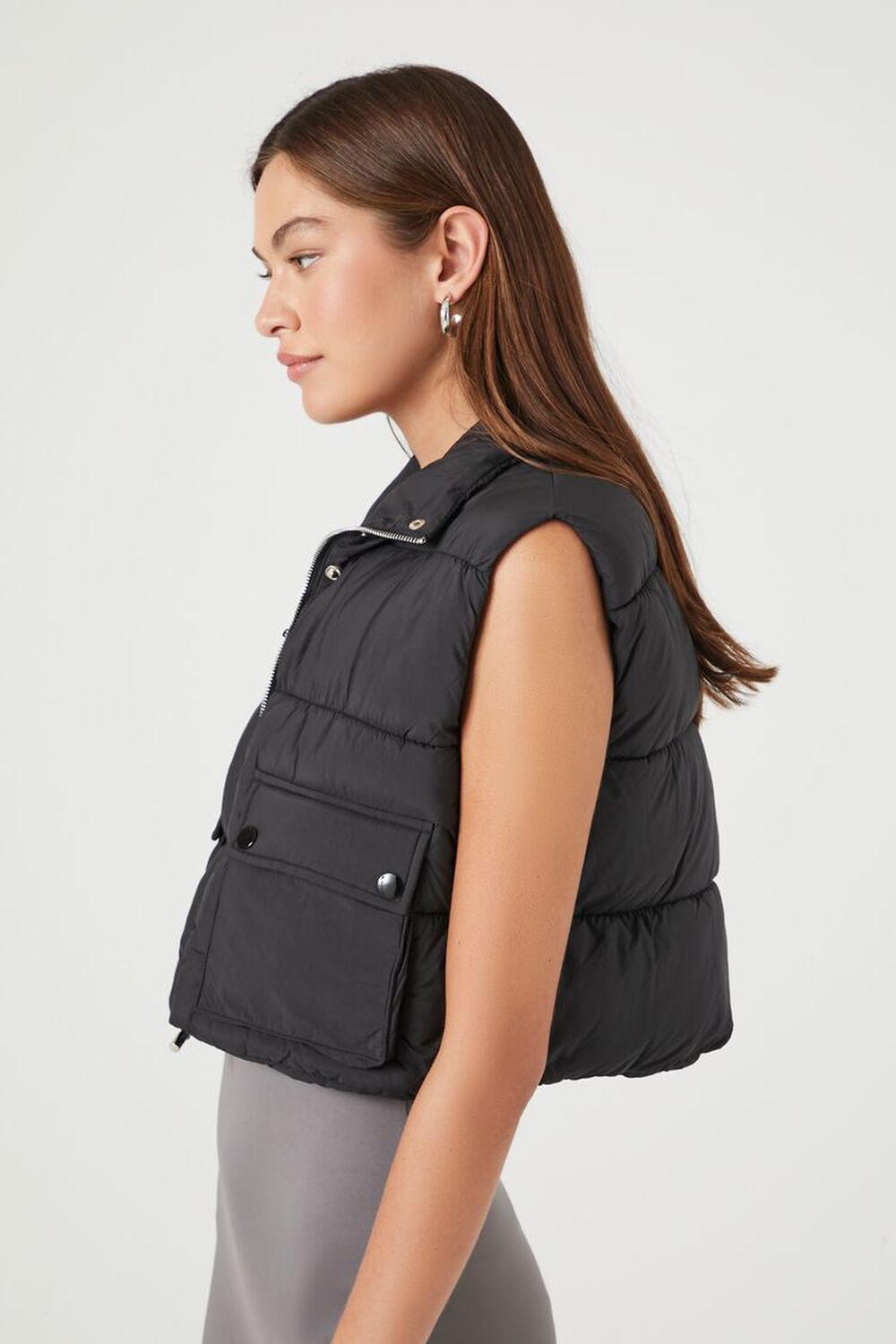 Cropped Zip-Up Puffer Vest